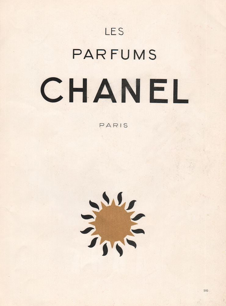 CHANEL ADVERT. Les Parfums Chanel Paris. Gold leaf paint 1947 print